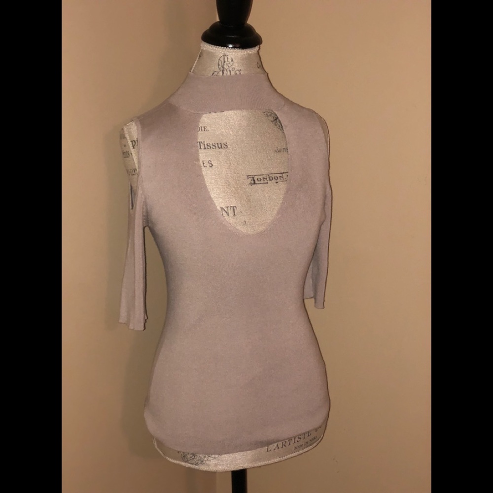 Express Cold Shoulder Keyhole Short Sleeve Top